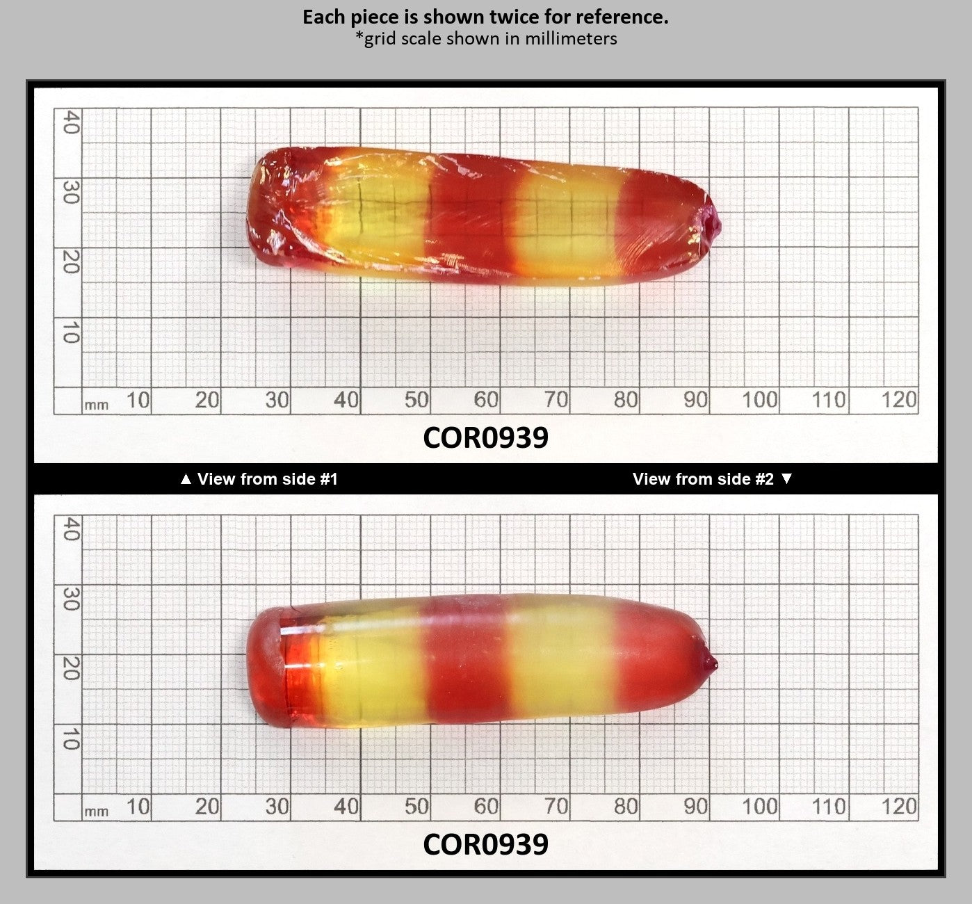 Yellow/Padparadscha Orange Bi-Color Lab Created Corundum Sapphire Faceting Rough Gem Cutting - Various Sizes - Split Boule : COR0939