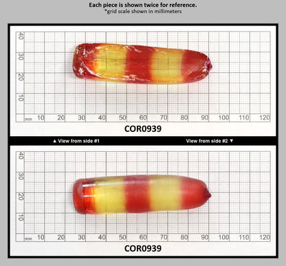 Yellow/Padparadscha Orange Bi-Color Lab Created Corundum Sapphire Faceting Rough Gem Cutting - Various Sizes - Split Boule : COR0939