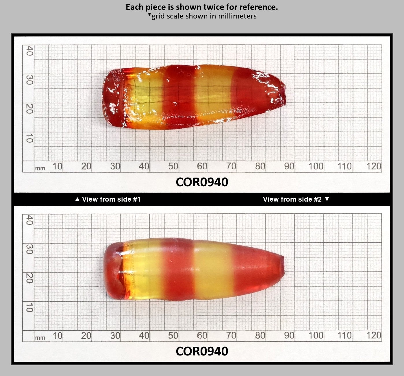 Yellow/Padparadscha Orange Bi-Color Lab Created Corundum Sapphire Faceting Rough Gem Cutting - Various Sizes - Split Boule : COR0940