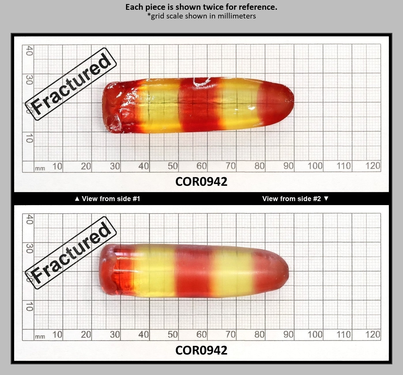 Yellow/Padparadscha Orange Bi-Color Lab Created Corundum Sapphire Faceting Rough Gem Cutting - Various Sizes - Split Boule : COR0942