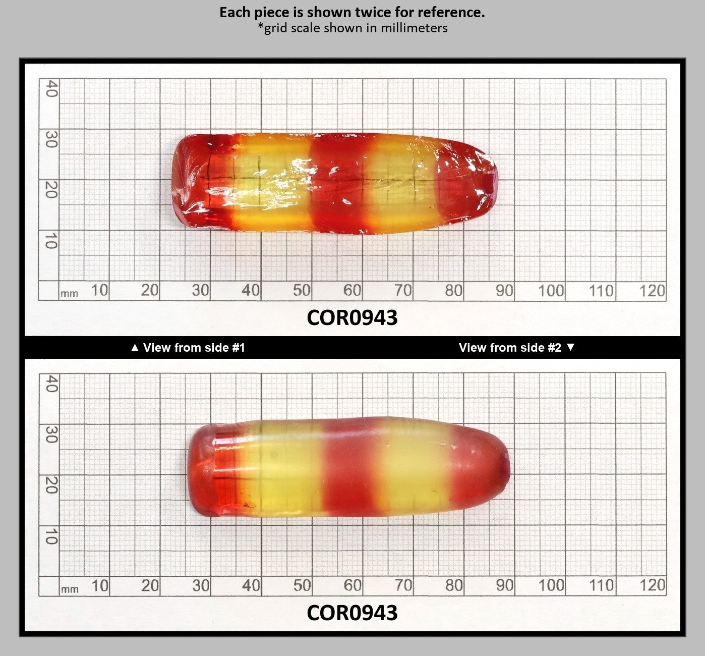 Yellow/Padparadscha Orange Bi-Color Lab Created Corundum Sapphire Faceting Rough Gem Cutting - Various Sizes - Split Boule : COR0943
