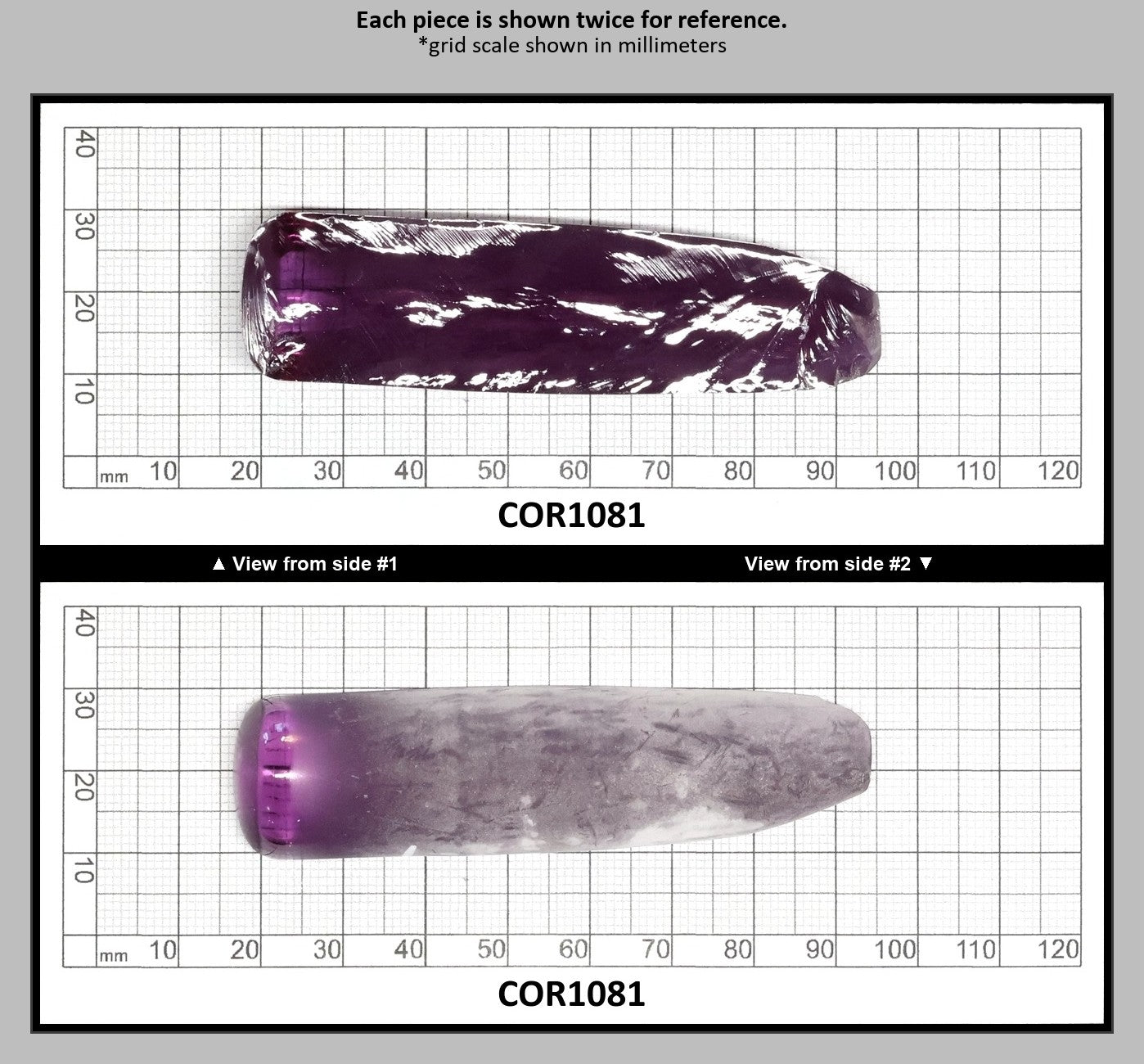 Djeva Alexandrite #48 Colored Lab Created Corundum Sapphire Faceting Rough for Gem Cutting - DISCONTINUED - Various Sizes - Split Boule : COR1081