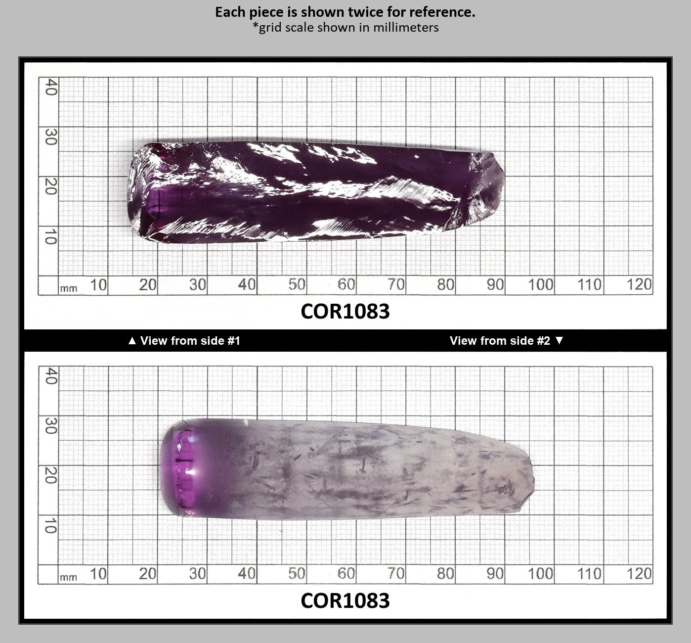 Djeva Alexandrite #48 Colored Lab Created Corundum Sapphire Faceting Rough for Gem Cutting - DISCONTINUED - Various Sizes - Split Boule : COR1083