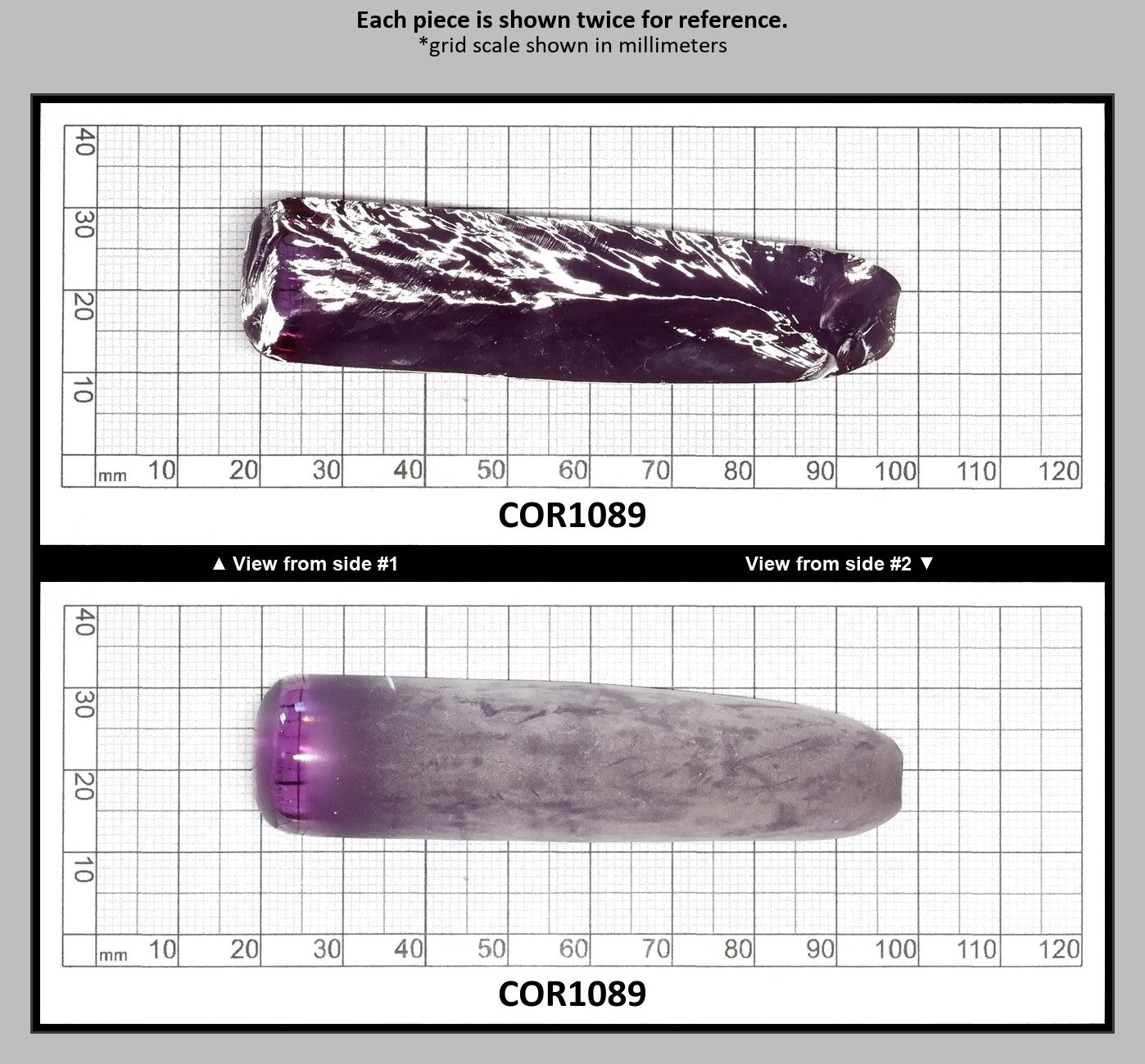 Djeva Alexandrite #48 Colored Lab Created Corundum Sapphire Faceting Rough for Gem Cutting - DISCONTINUED - Various Sizes - Split Boule : COR1089