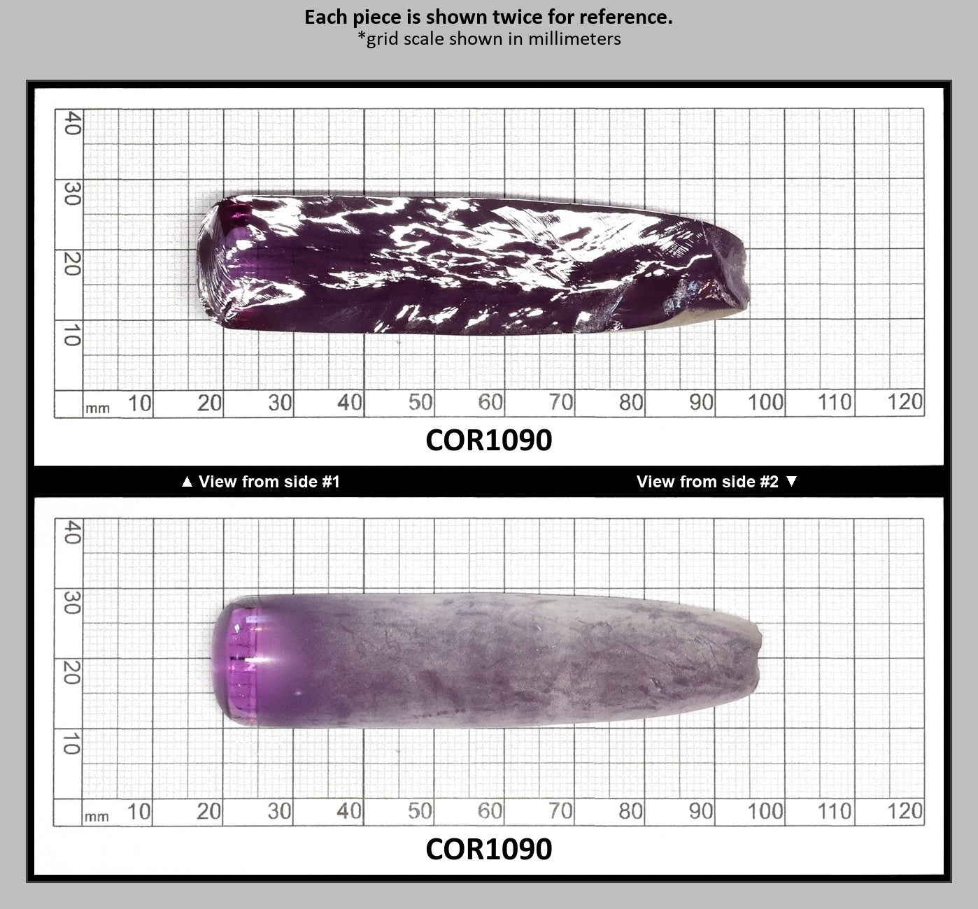 Djeva Alexandrite #48 Colored Lab Created Corundum Sapphire Faceting Rough for Gem Cutting - DISCONTINUED - Various Sizes - Split Boule : COR1090