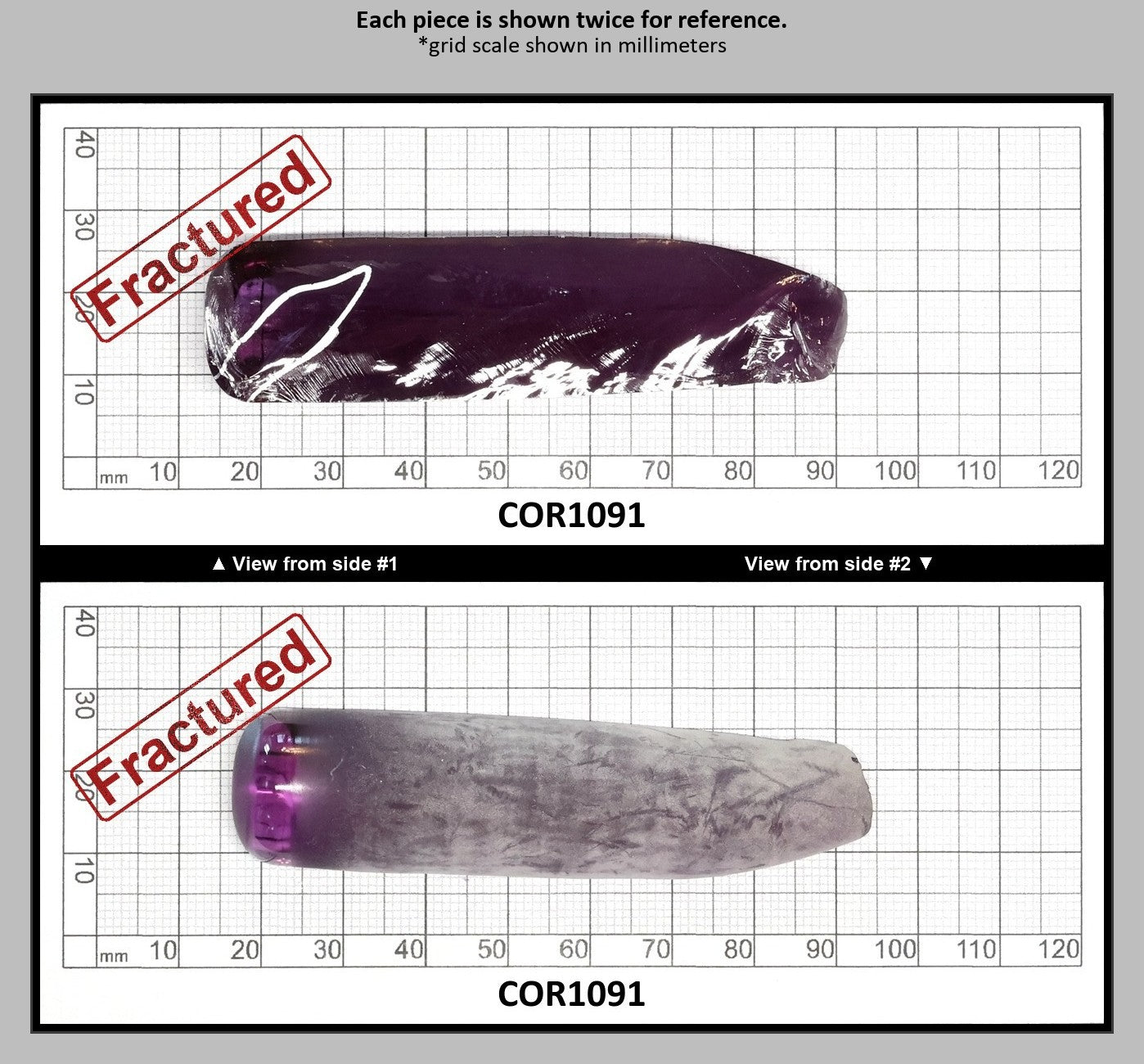 Djeva Alexandrite #48 Colored Lab Created Corundum Sapphire Faceting Rough for Gem Cutting - DISCONTINUED - Various Sizes - Split Boule : COR1091