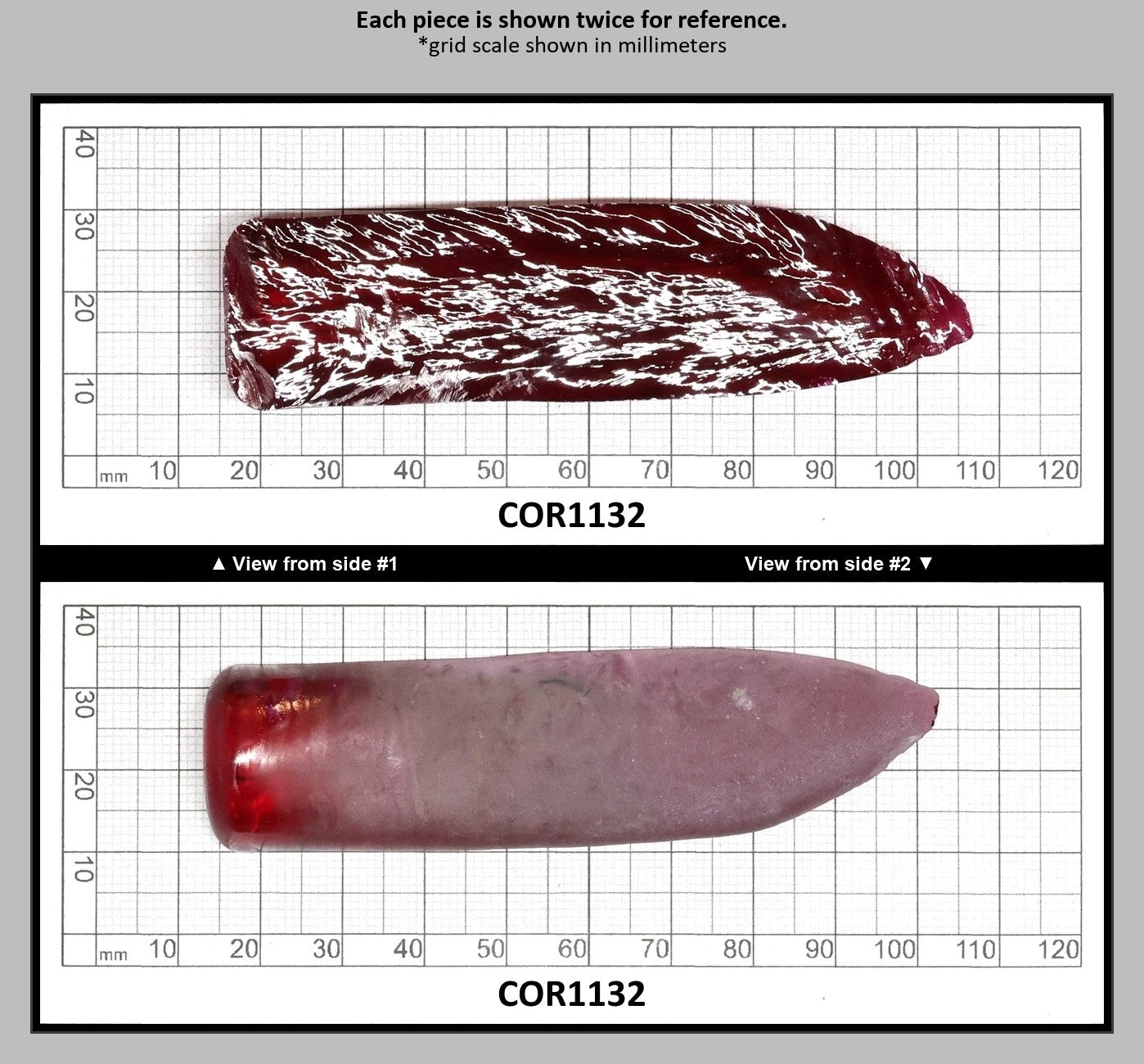 Dark Pink #4 Lab Created Corundum Sapphire Faceting Rough for Gem Cutting - Various Sizes - Split Boule : COR1132