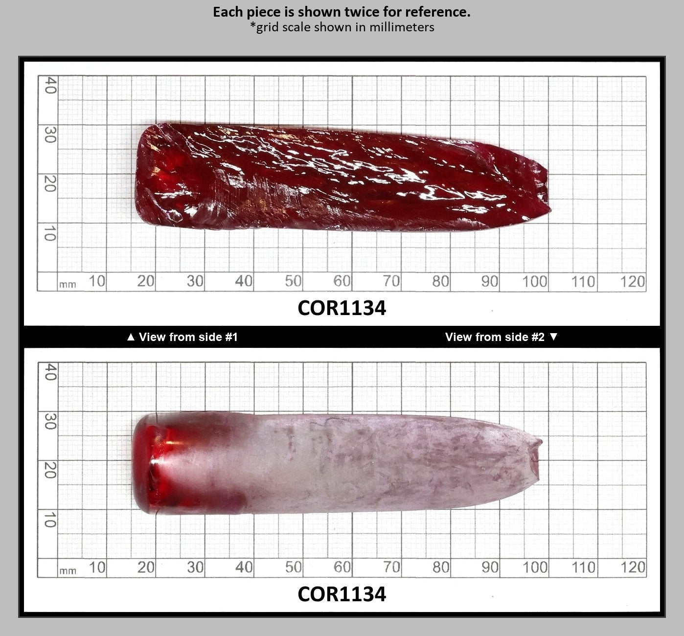 Dark Pink #4 Lab Created Corundum Sapphire Faceting Rough for Gem Cutting - Various Sizes - Split Boule : COR1134