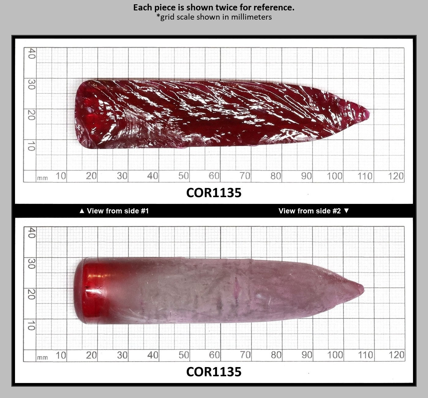 Dark Pink #4 Lab Created Corundum Sapphire Faceting Rough for Gem Cutting - Various Sizes - Split Boule : COR1135