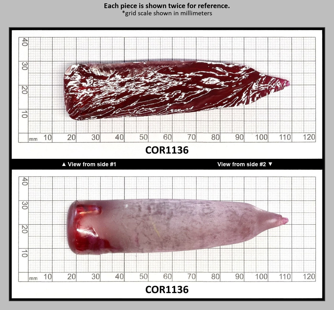 Dark Pink #4 Lab Created Corundum Sapphire Faceting Rough for Gem Cutting - Various Sizes - Split Boule : COR1136