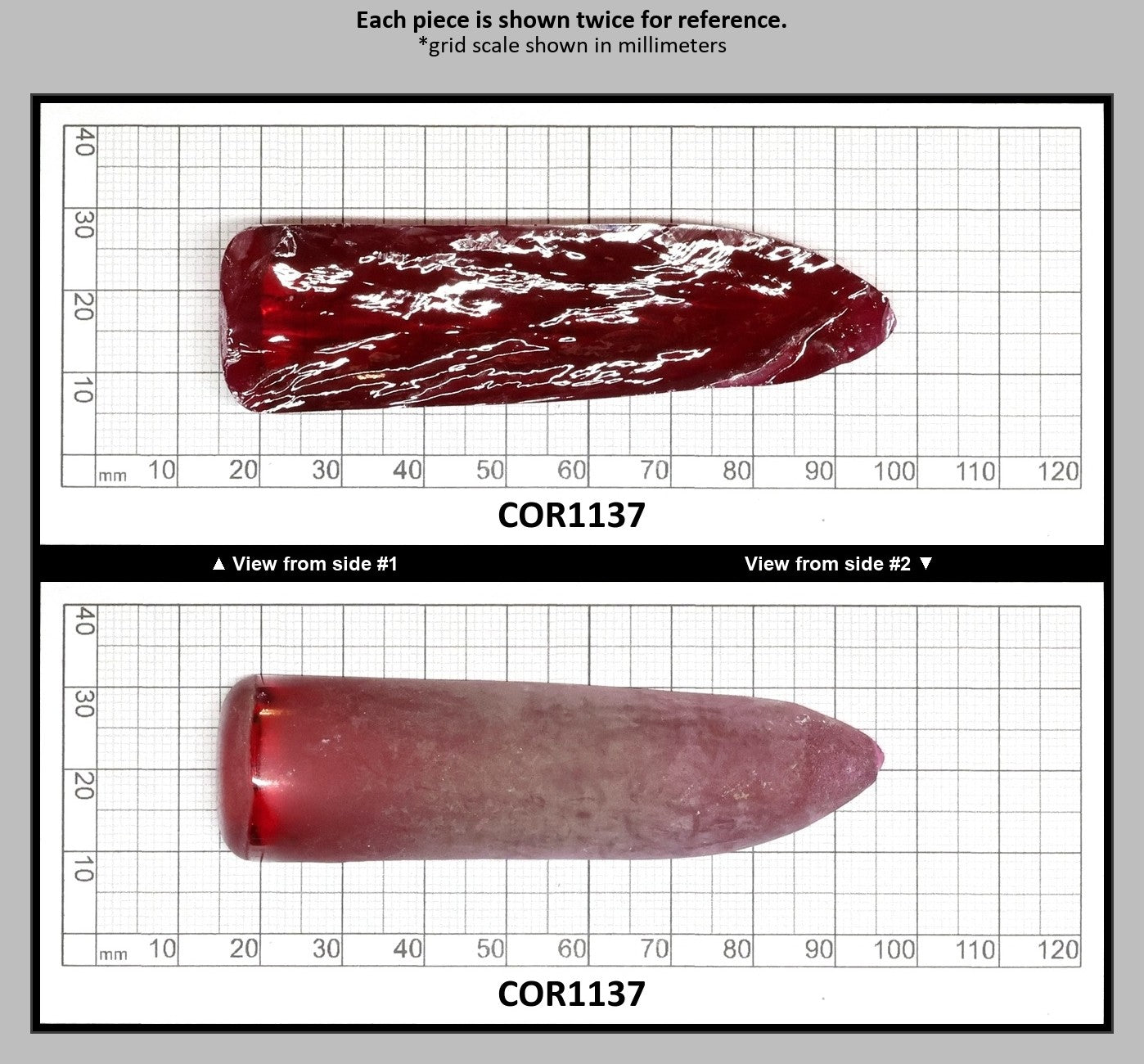 Dark Pink #4 Lab Created Corundum Sapphire Faceting Rough for Gem Cutting - Various Sizes - Split Boule : COR1137