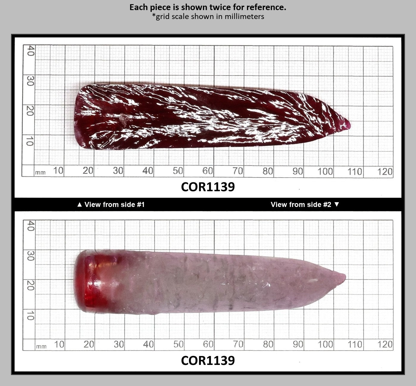 Dark Pink #4 Lab Created Corundum Sapphire Faceting Rough for Gem Cutting - Various Sizes - Split Boule : COR1139