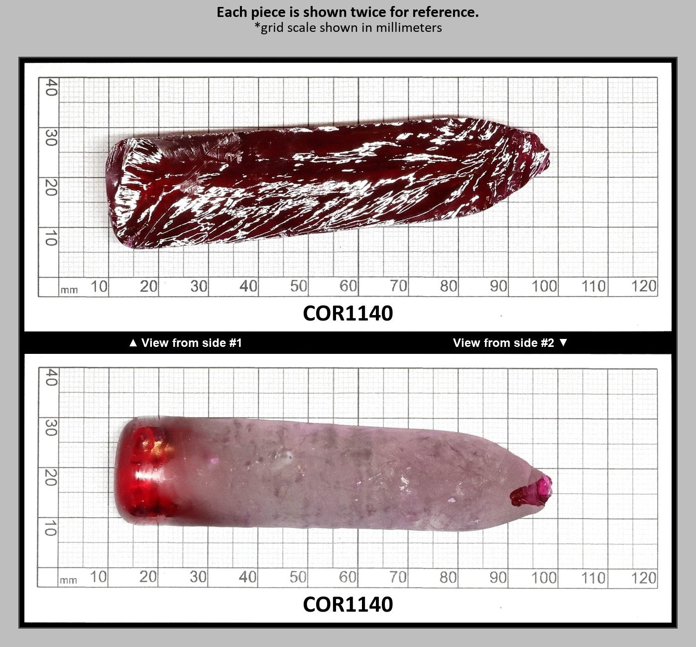 Dark Pink #4 Lab Created Corundum Sapphire Faceting Rough for Gem Cutting - Various Sizes - Split Boule : COR1140