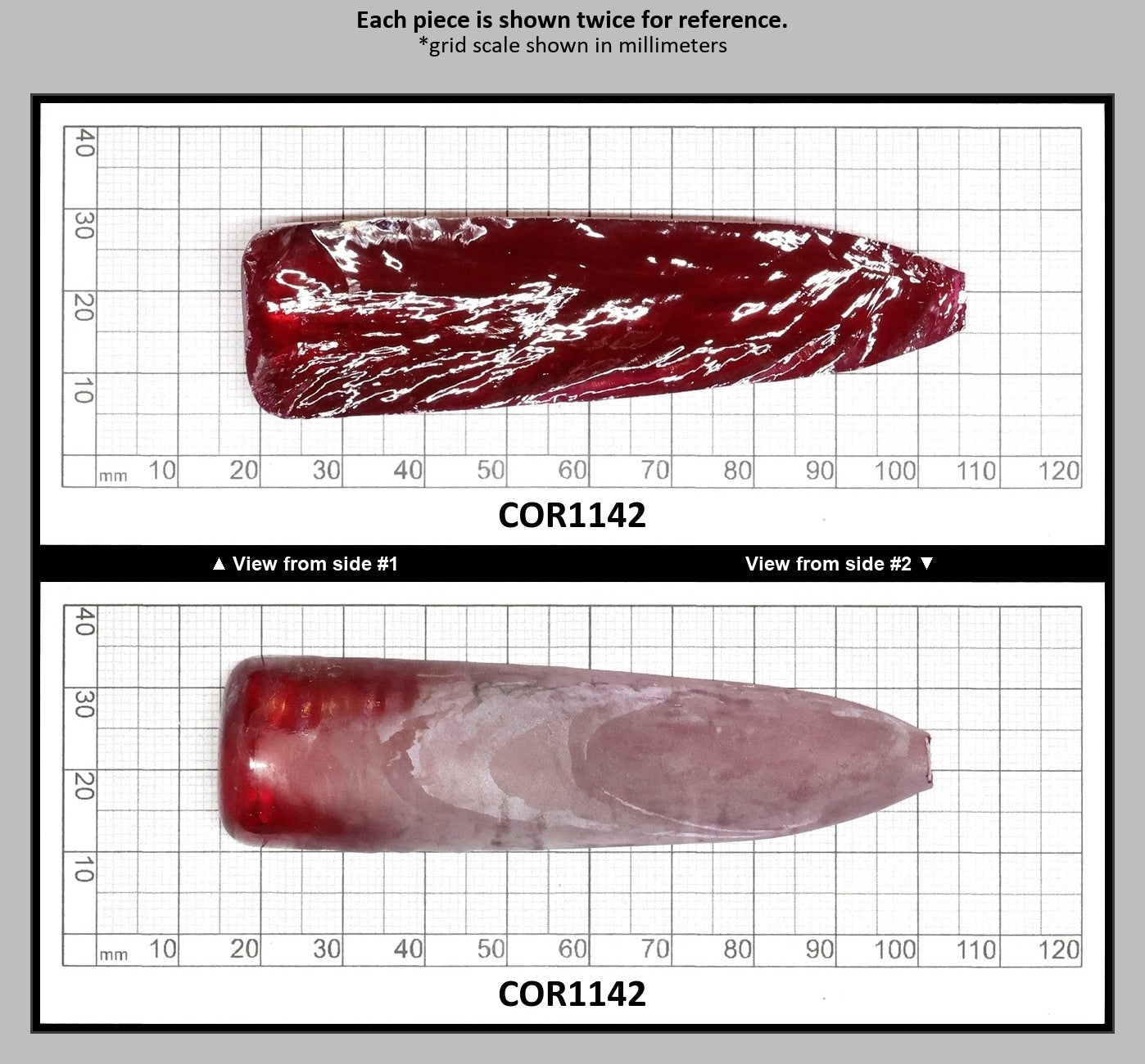 Dark Pink #4 Lab Created Corundum Sapphire Faceting Rough for Gem Cutting - Various Sizes - Split Boule : COR1142