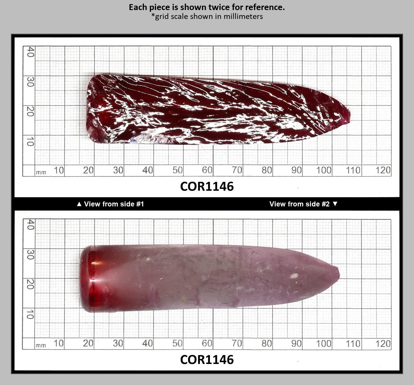 Dark Pink #4 Lab Created Corundum Sapphire Faceting Rough for Gem Cutting - Various Sizes - Split Boule : COR1146