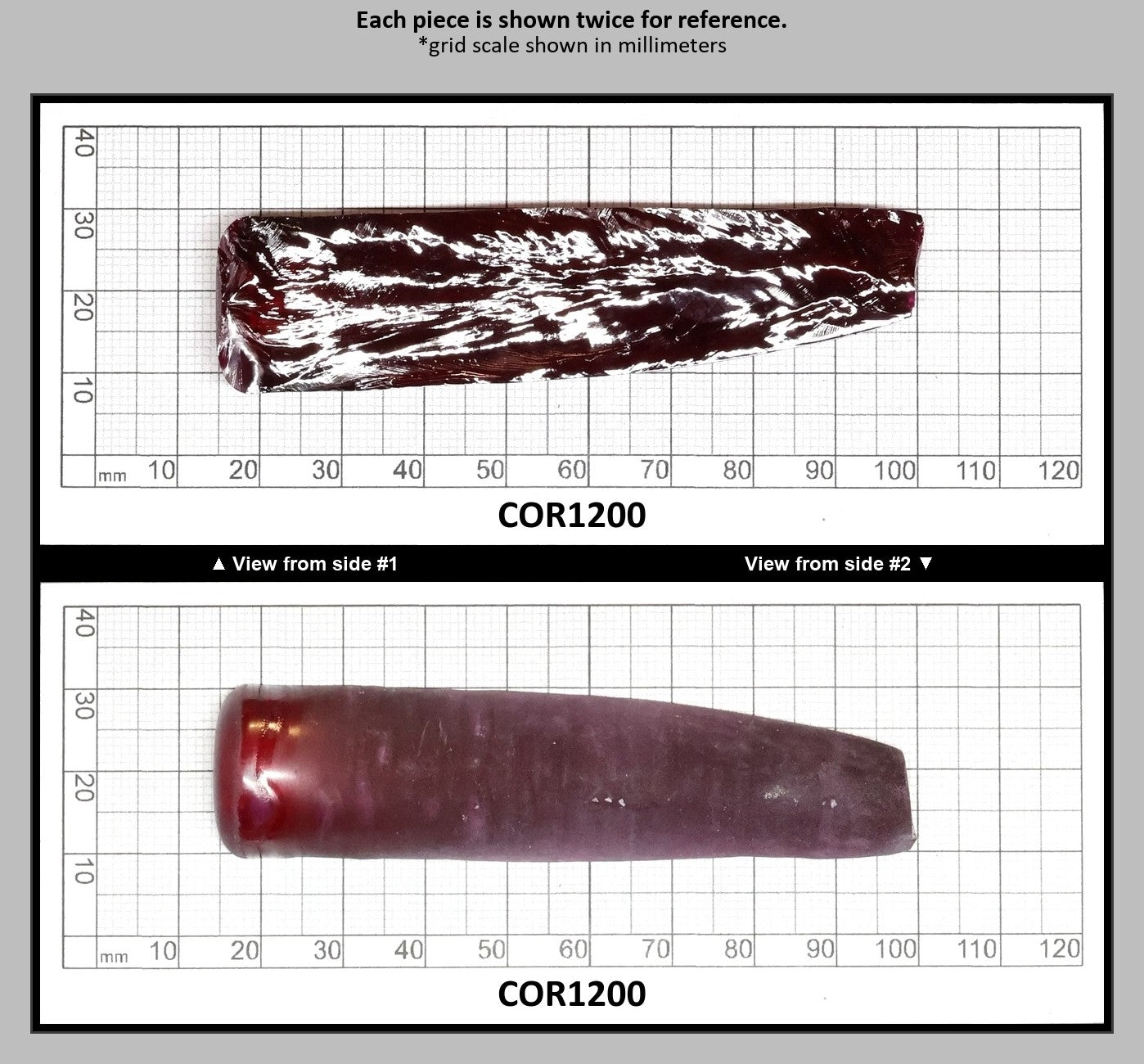 Medium Dark Ruby Red #7 Lab Created Corundum Sapphire Faceting Rough for Gem Cutting - Various Sizes - Split Boule : COR1200