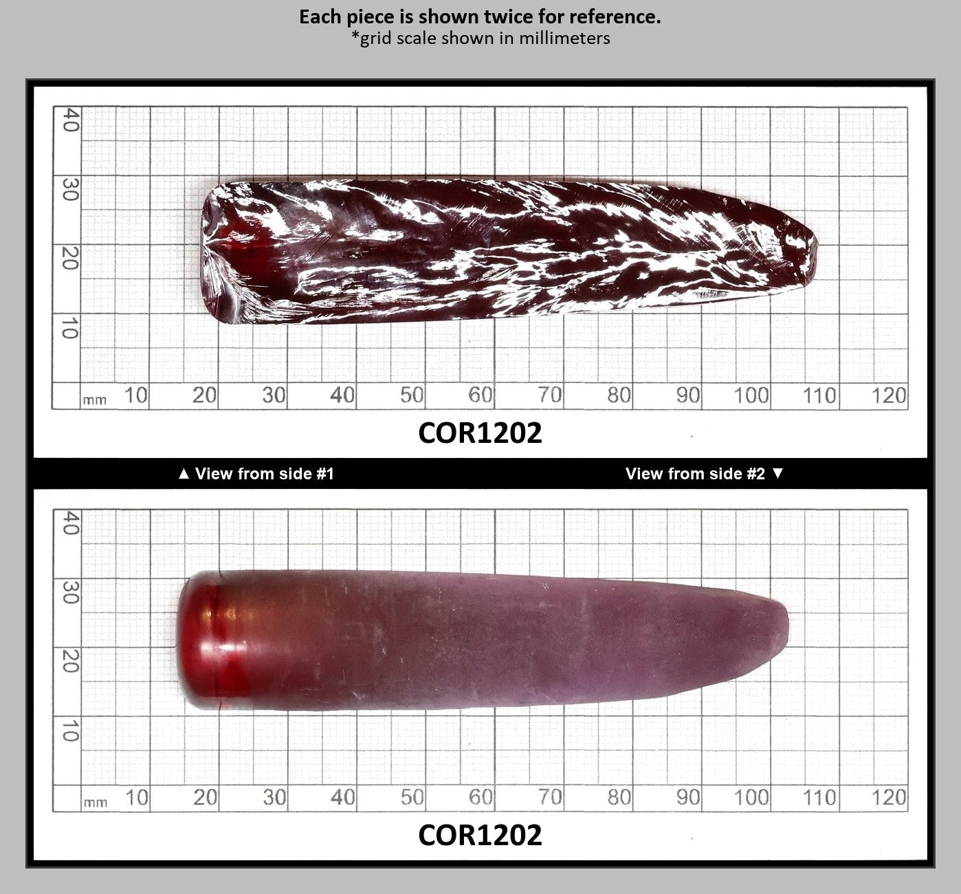 Medium Dark Ruby Red #7 Lab Created Corundum Sapphire Faceting Rough for Gem Cutting - Various Sizes - Split Boule : COR1202