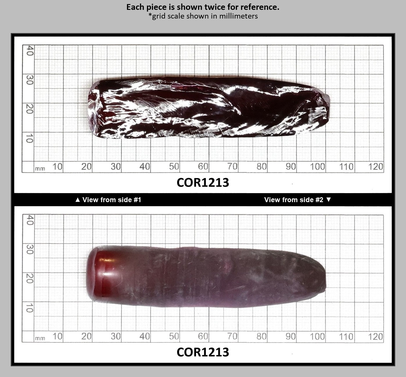 Dark Ruby Red #8 Lab Created Corundum Sapphire Faceting Rough for Gem Cutting - Various Sizes - Split Boule : COR1213