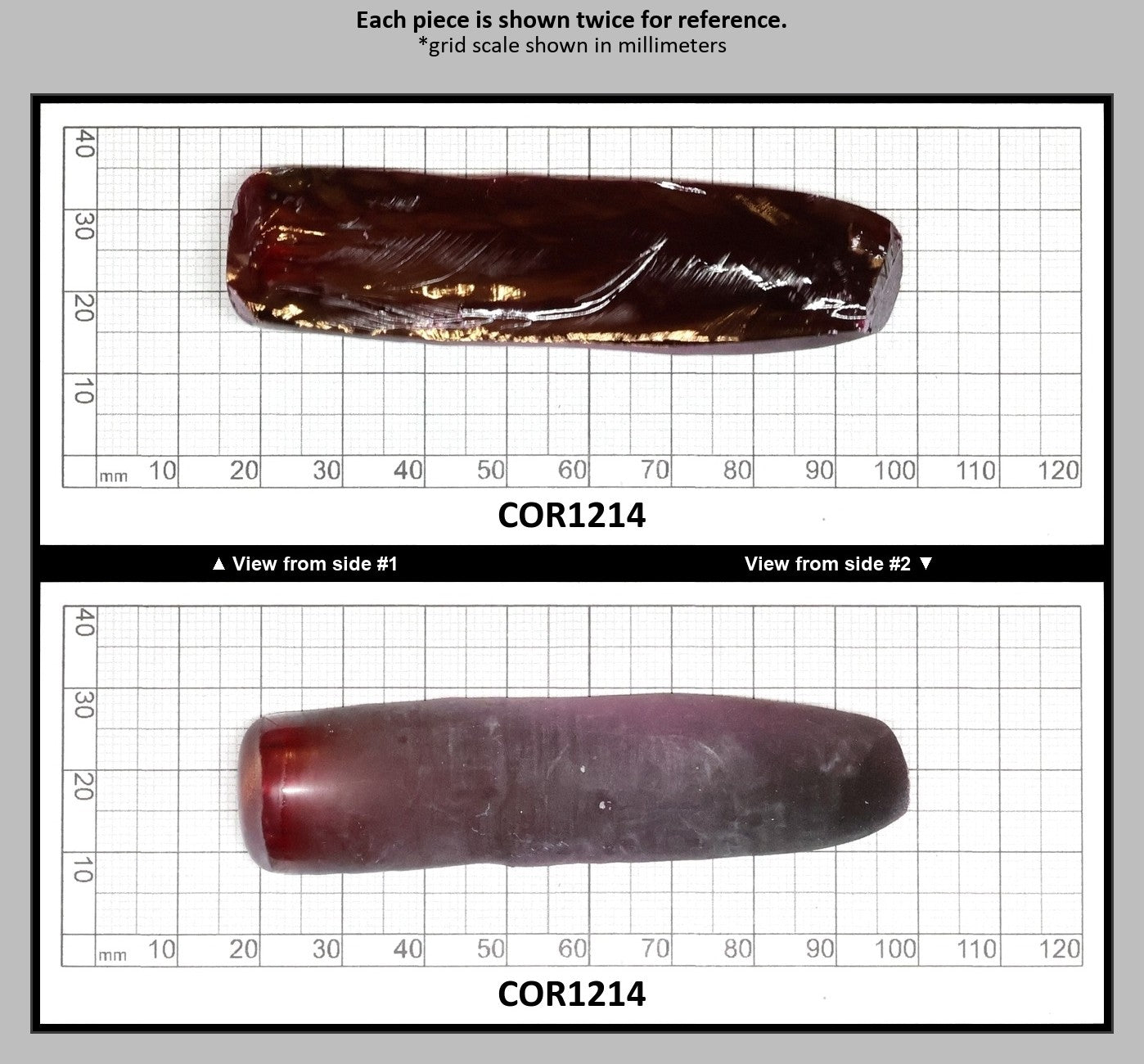 Dark Ruby Red #8 Lab Created Corundum Sapphire Faceting Rough for Gem Cutting - Various Sizes - Split Boule : COR1214