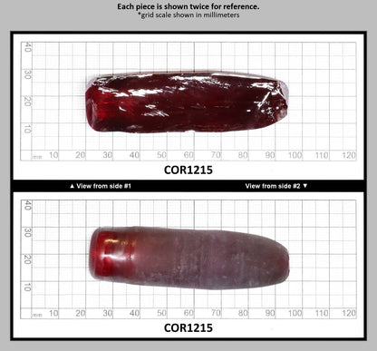 Dark Ruby Red #8 Lab Created Corundum Sapphire Faceting Rough for Gem Cutting - Various Sizes - Split Boule : COR1215