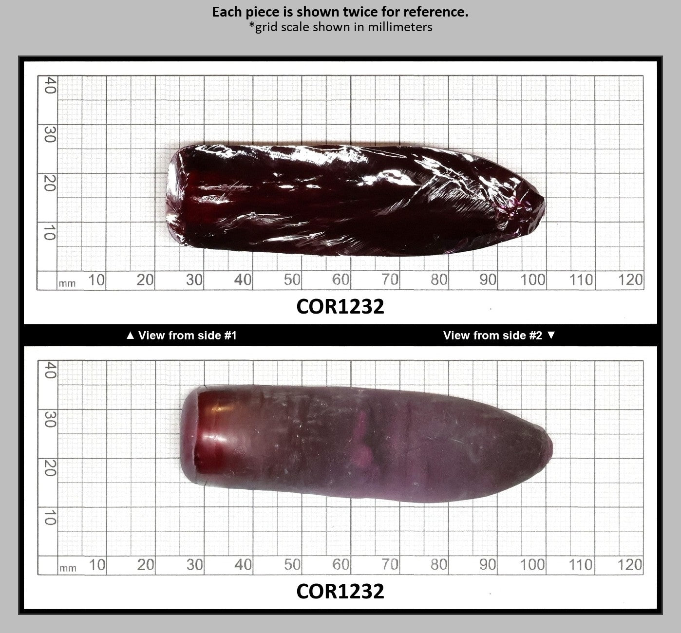 Very Dark Ruby Red #9 Lab Created Corundum Sapphire Faceting Rough for Gem Cutting - Various Sizes - Split Boule : COR1232