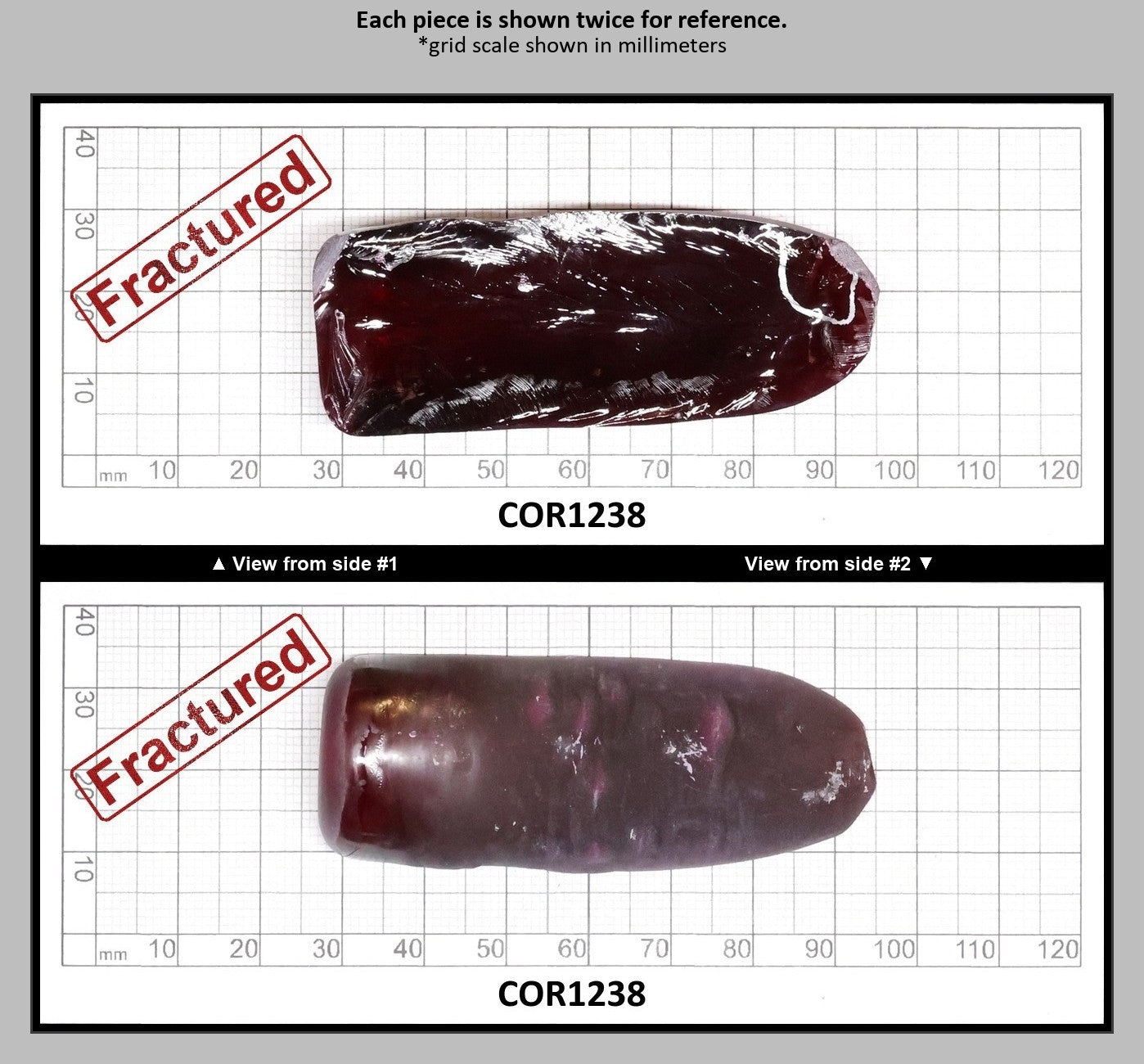 Very Dark Ruby Red #9 Lab Created Corundum Sapphire Faceting Rough for Gem Cutting - Various Sizes - Split Boule : COR1238