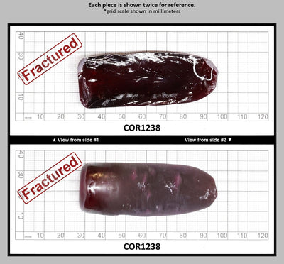 Very Dark Ruby Red #9 Lab Created Corundum Sapphire Faceting Rough for Gem Cutting - Various Sizes - Split Boule : COR1238