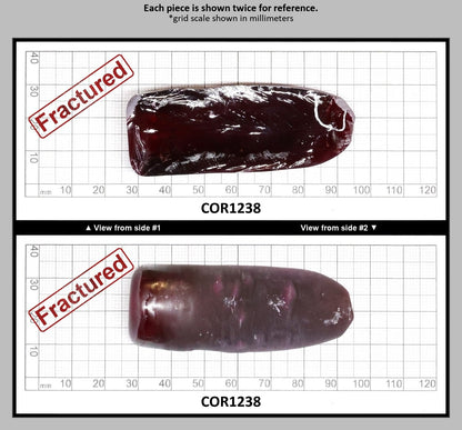 Very Dark Ruby Red #9 Lab Created Corundum Sapphire Faceting Rough for Gem Cutting - Various Sizes - Split Boule : COR1238