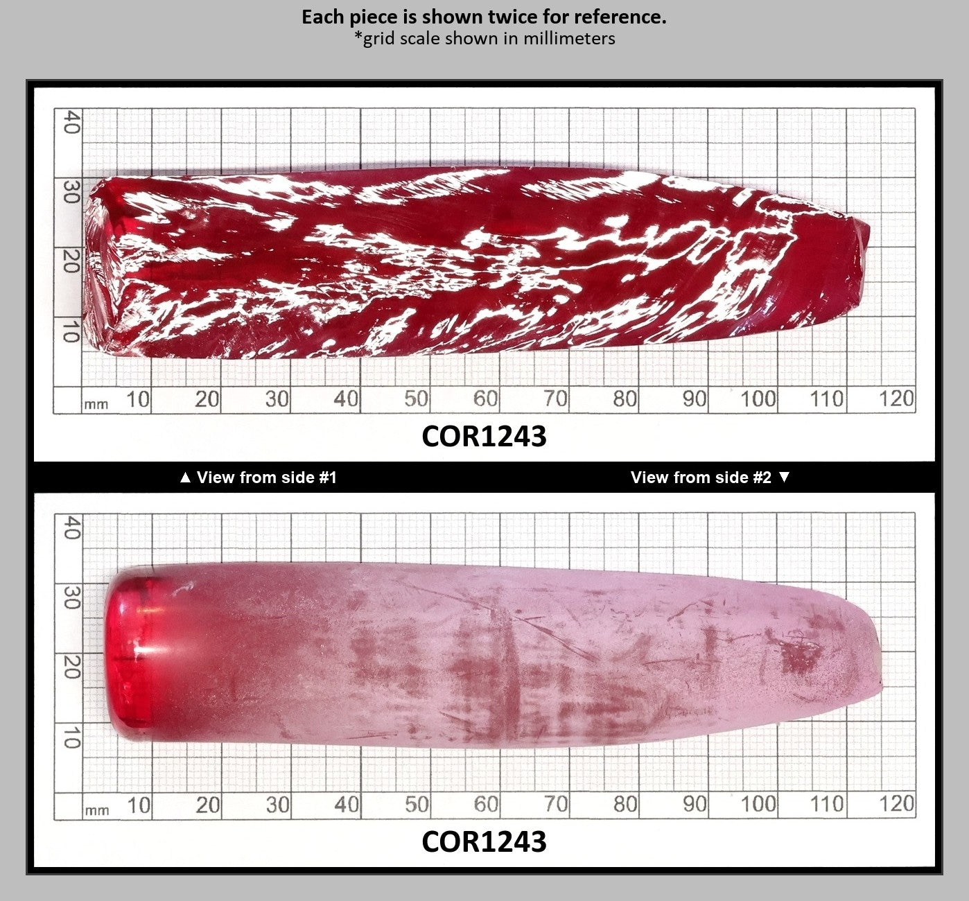 Vivid Pink #3.5 Lab Created Corundum Sapphire Faceting Rough for Gem Cutting - Various Sizes - Split Boule : COR1243