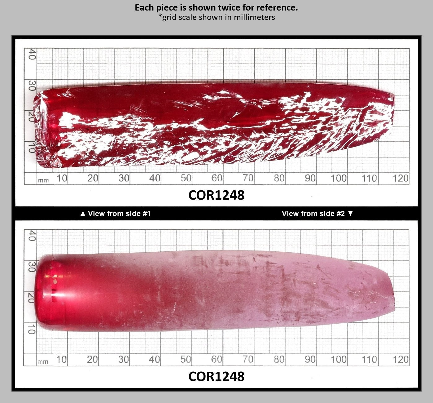 Vivid Pink #3.5 Lab Created Corundum Sapphire Faceting Rough for Gem Cutting - Various Sizes - Split Boule : COR1248