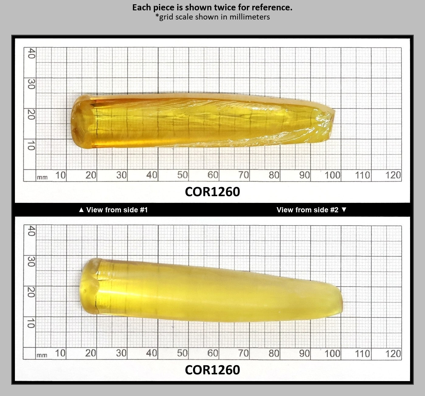Yellow Topaz #20 Lab Created Corundum Sapphire Faceting Rough for Gem Cutting - Various Sizes - Split Boule : COR1260