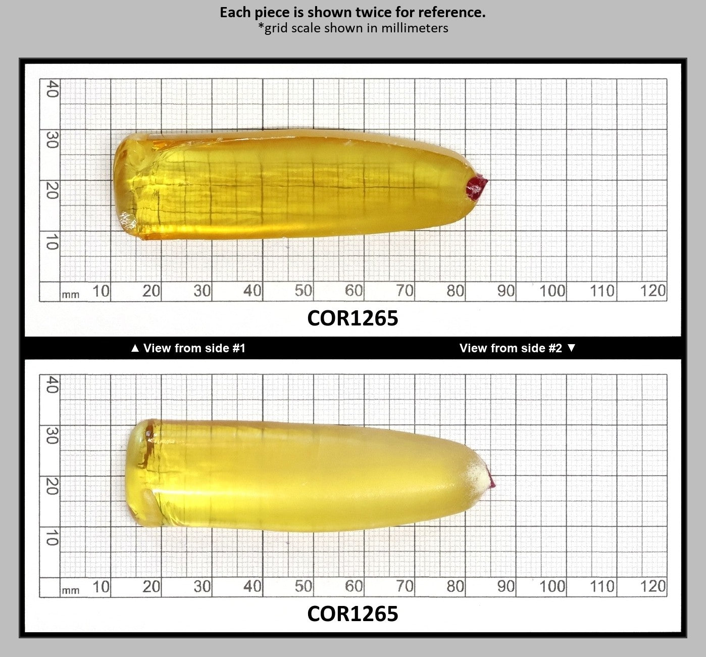 Yellow Topaz #20 Lab Created Corundum Sapphire Faceting Rough for Gem Cutting - Various Sizes - Split Boule : COR1265
