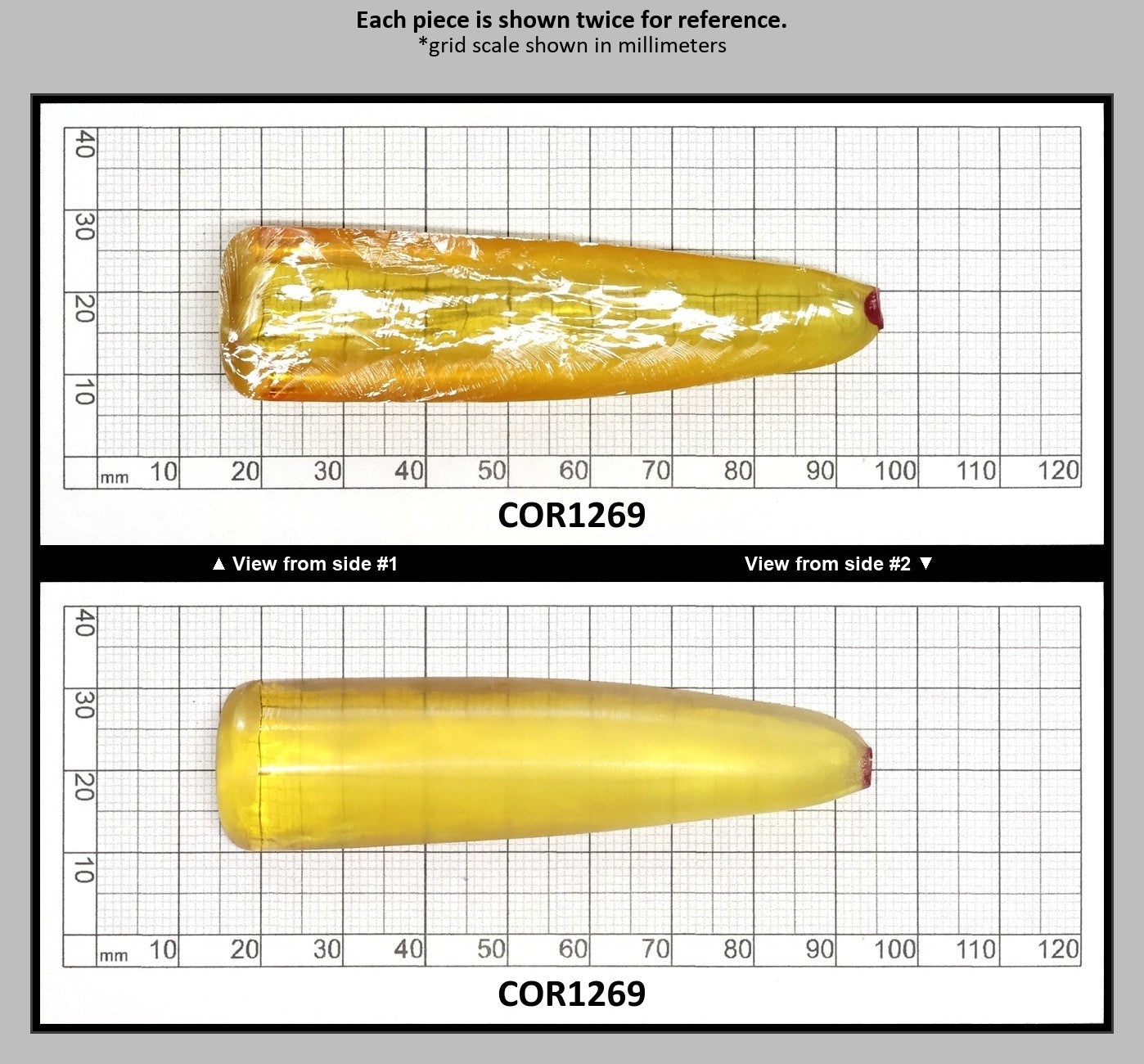 Yellow Topaz #20 Lab Created Corundum Sapphire Faceting Rough for Gem Cutting - Various Sizes - Split Boule : COR1269