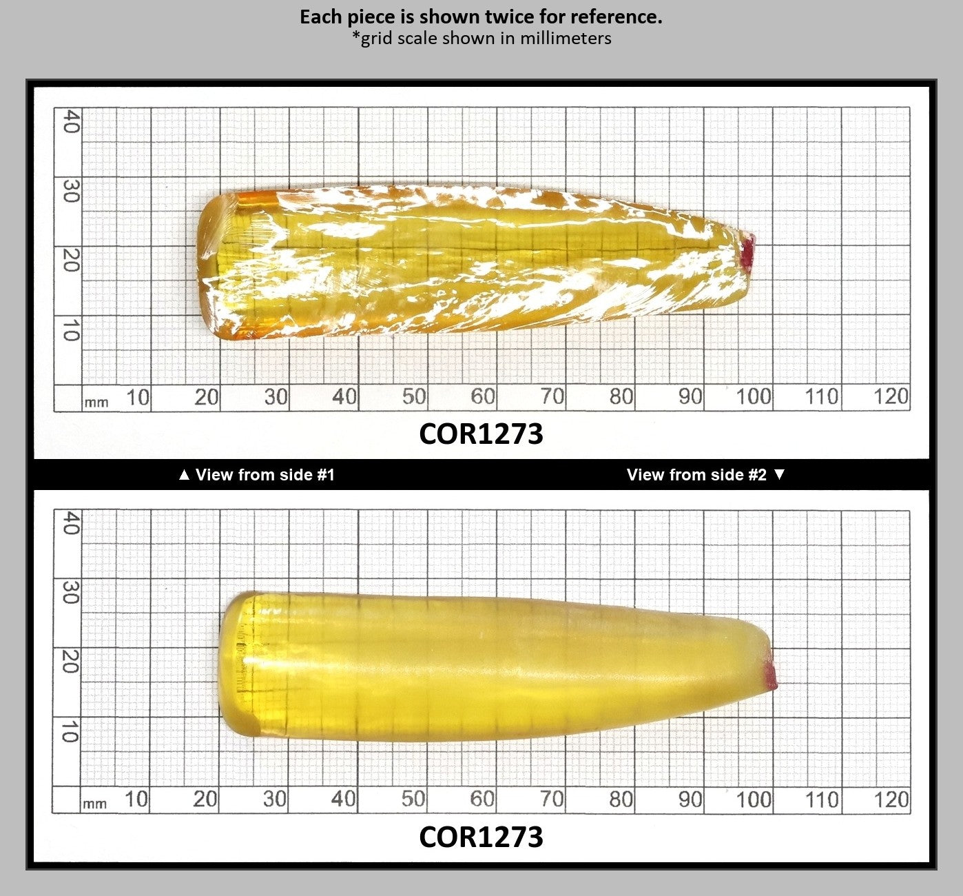 Yellow Topaz #20 Lab Created Corundum Sapphire Faceting Rough for Gem Cutting - Various Sizes - Split Boule : COR1273