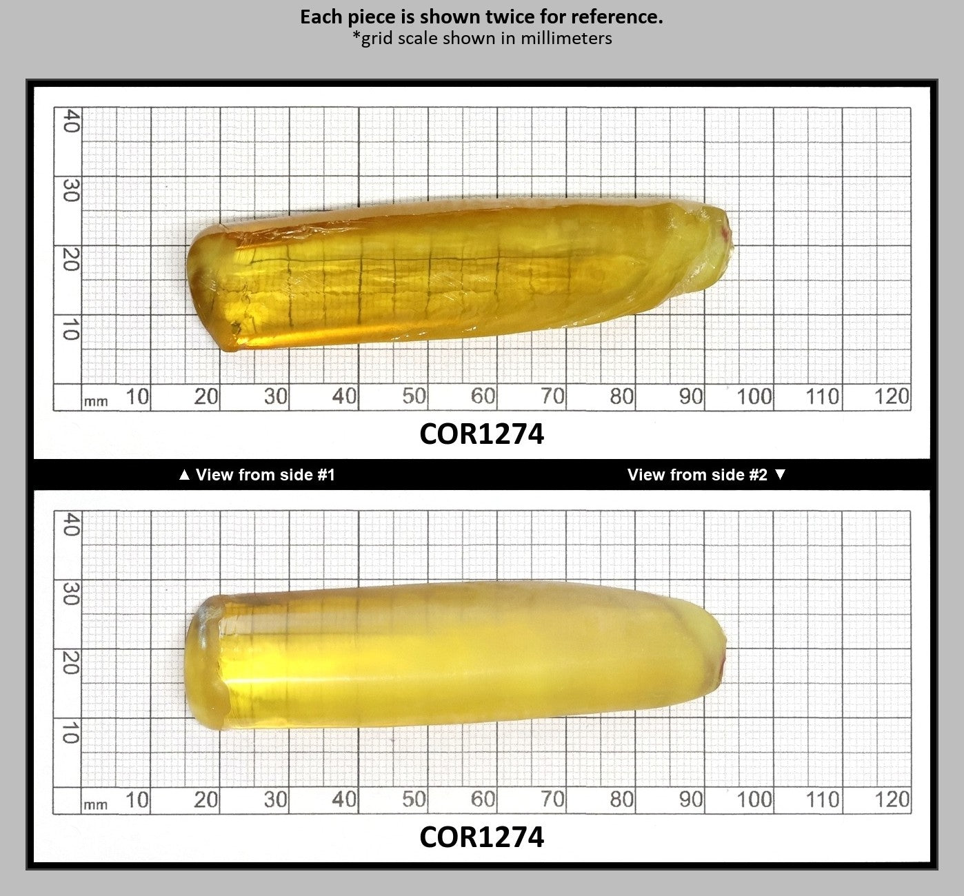 Yellow Topaz #20 Lab Created Corundum Sapphire Faceting Rough for Gem Cutting - Various Sizes - Split Boule : COR1274