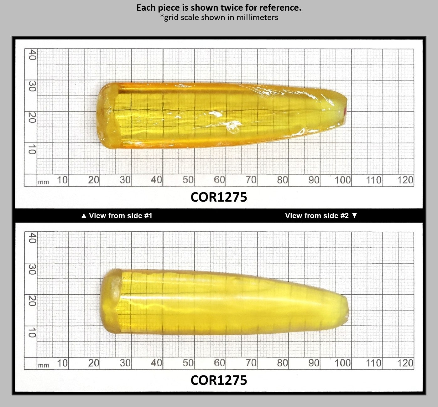 Yellow Topaz #20 Lab Created Corundum Sapphire Faceting Rough for Gem Cutting - Various Sizes - Split Boule : COR1275