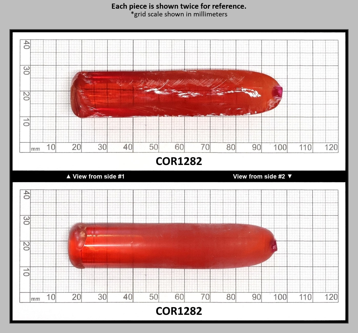 Padparadscha #55 Lab Created Corundum Sapphire Faceting Rough for Gem Cutting - Various Sizes - Split Boule : COR1282