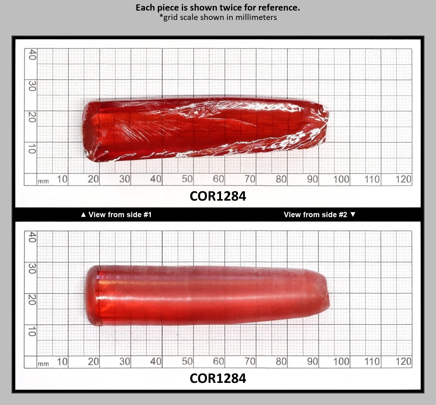 Padparadscha #55 Lab Created Corundum Sapphire Faceting Rough for Gem Cutting - Various Sizes - Split Boule : COR1284
