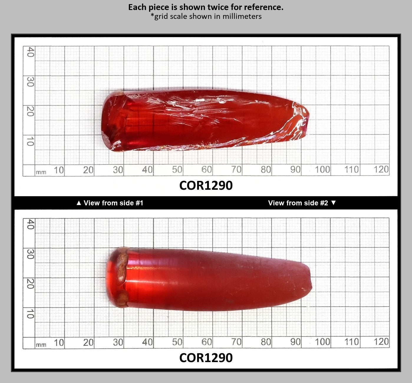 Padparadscha #55 Lab Created Corundum Sapphire Faceting Rough for Gem Cutting - Various Sizes - Split Boule : COR1290