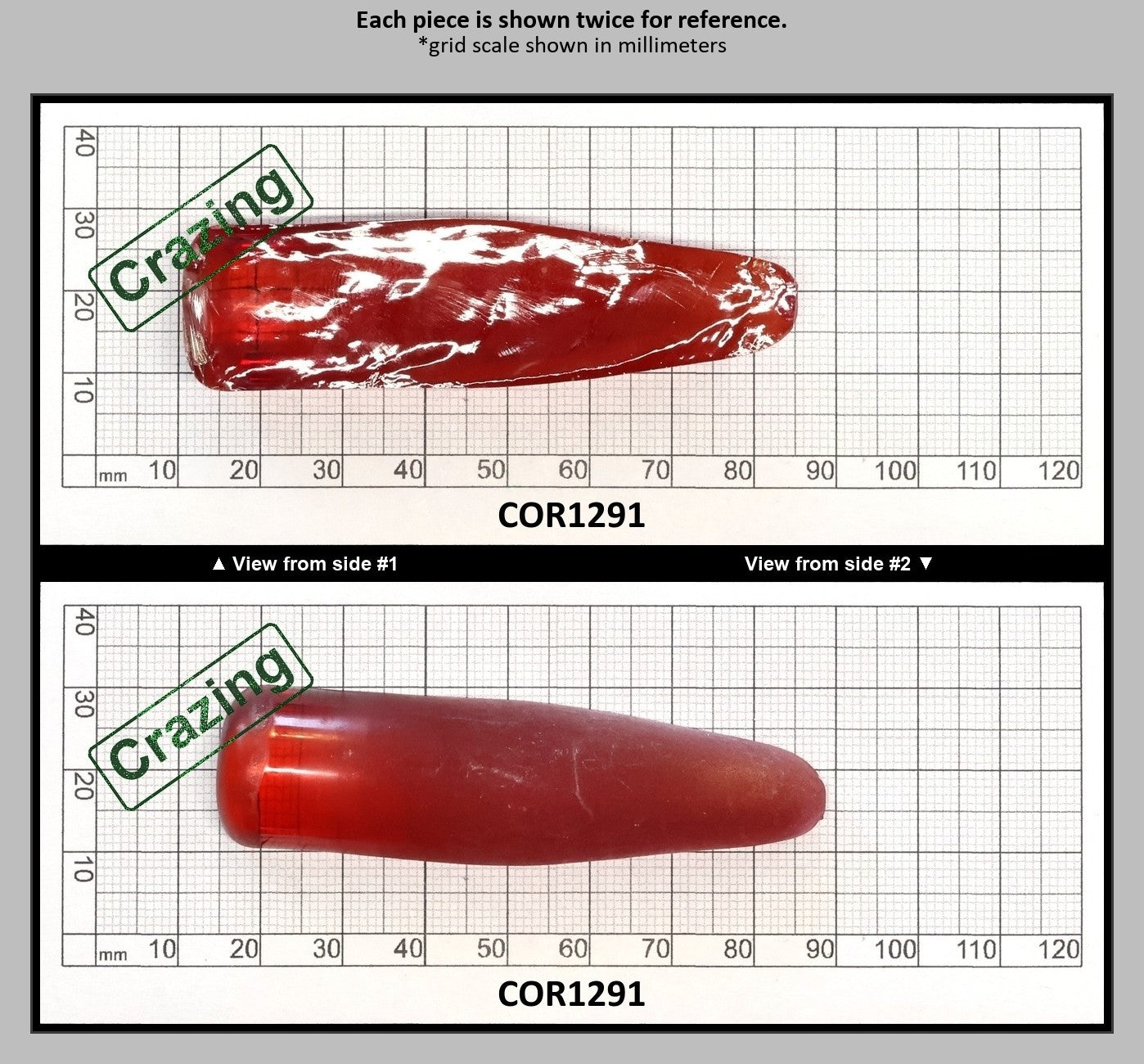 Padparadscha #55 Lab Created Corundum Sapphire Faceting Rough for Gem Cutting - Various Sizes - Split Boule : COR1291