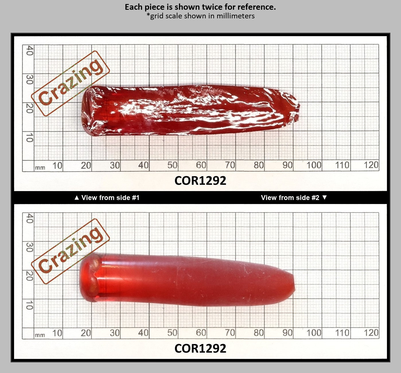 Padparadscha #55 Lab Created Corundum Sapphire Faceting Rough for Gem Cutting - Various Sizes - Split Boule : COR1292