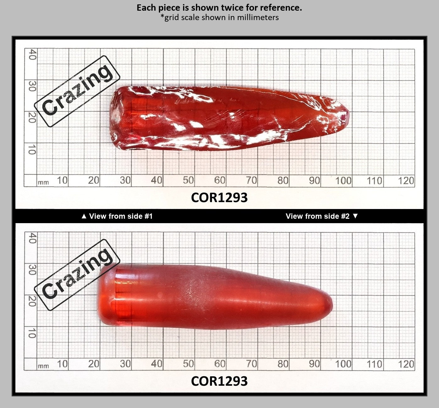 Padparadscha #55 Lab Created Corundum Sapphire Faceting Rough for Gem Cutting - Various Sizes - Split Boule : COR1293
