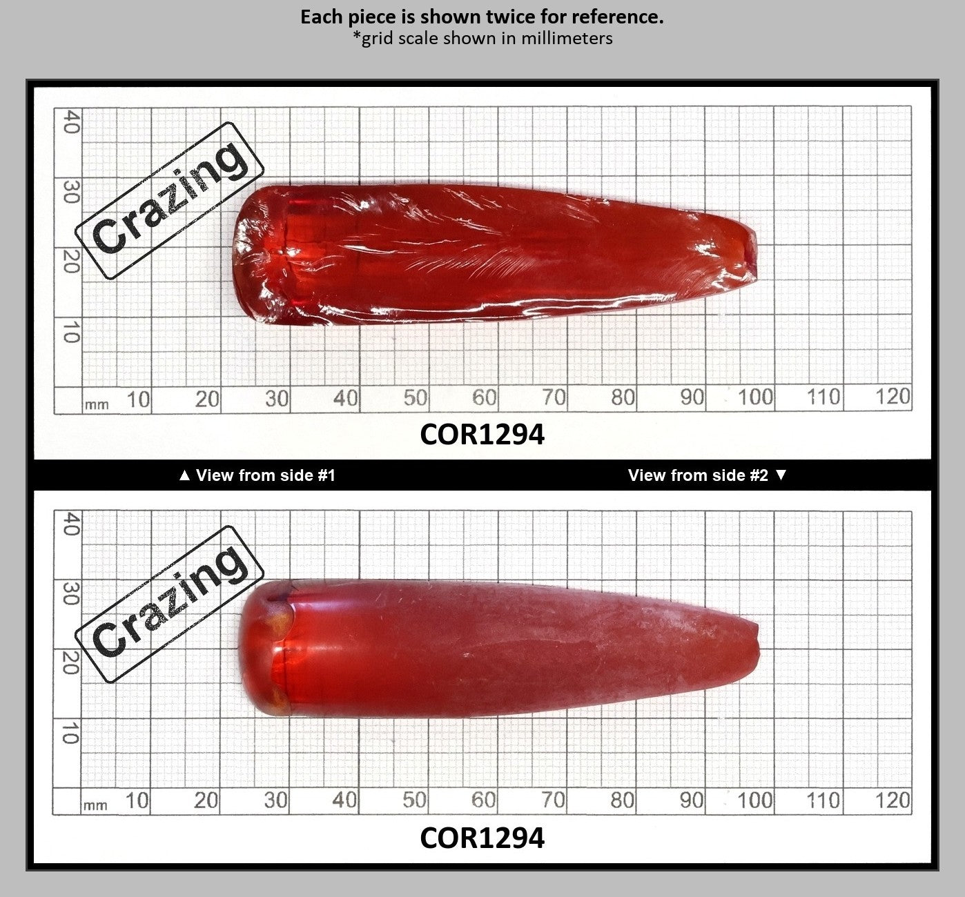 Padparadscha #55 Lab Created Corundum Sapphire Faceting Rough for Gem Cutting - Various Sizes - Split Boule : COR1294
