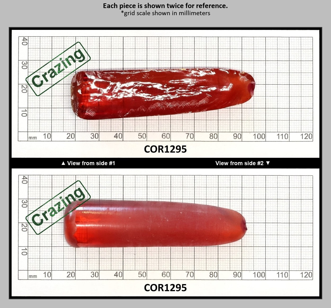 Padparadscha #55 Lab Created Corundum Sapphire Faceting Rough for Gem Cutting - Various Sizes - Split Boule : COR1295
