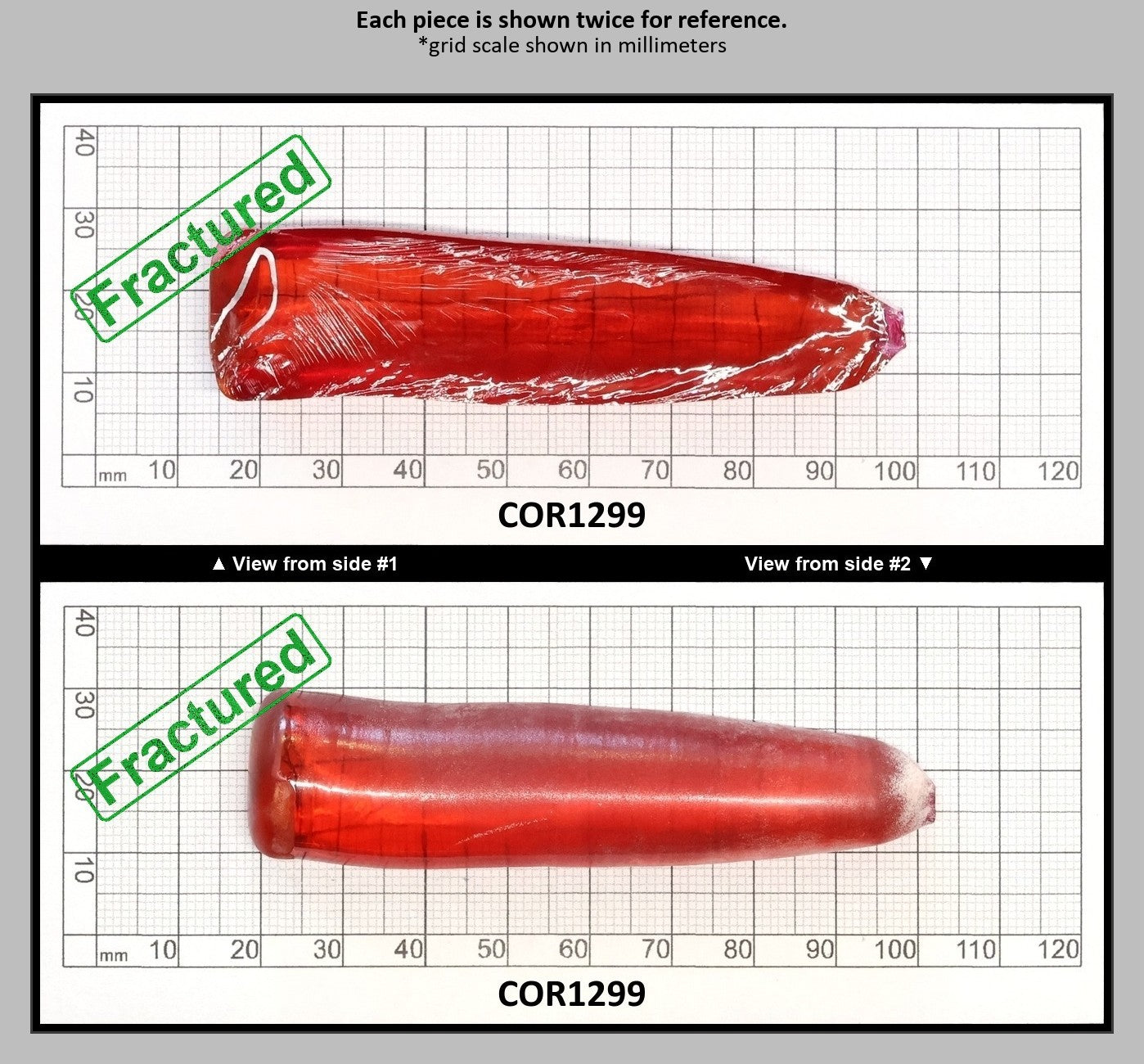 Padparadscha #55 Lab Created Corundum Sapphire Faceting Rough for Gem Cutting - Various Sizes - Split Boule : COR1299