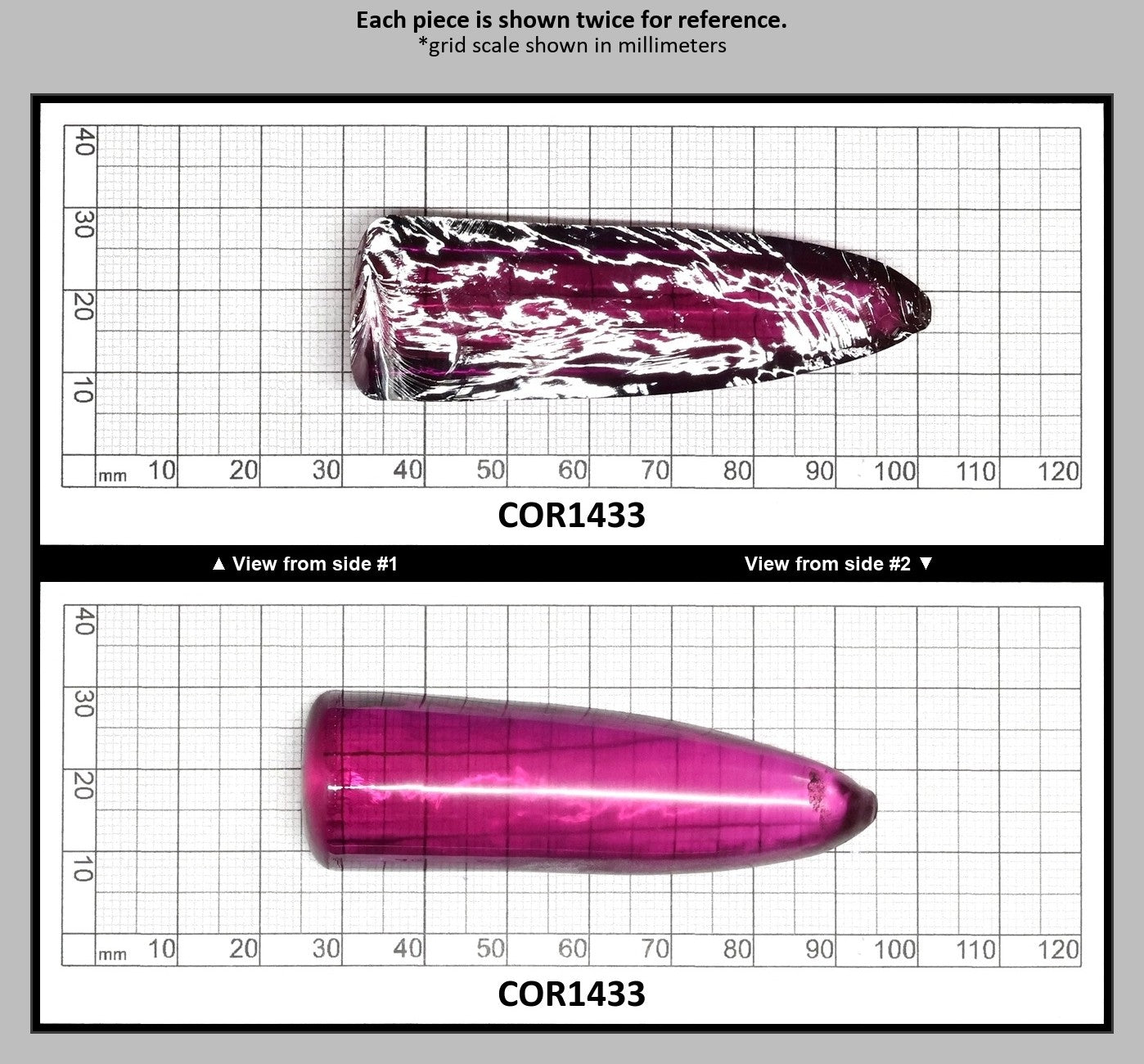 Purple #65 Lab Created Corundum Sapphire Faceting Rough for Gem Cutting - Various Sizes - Split Boule : COR1433