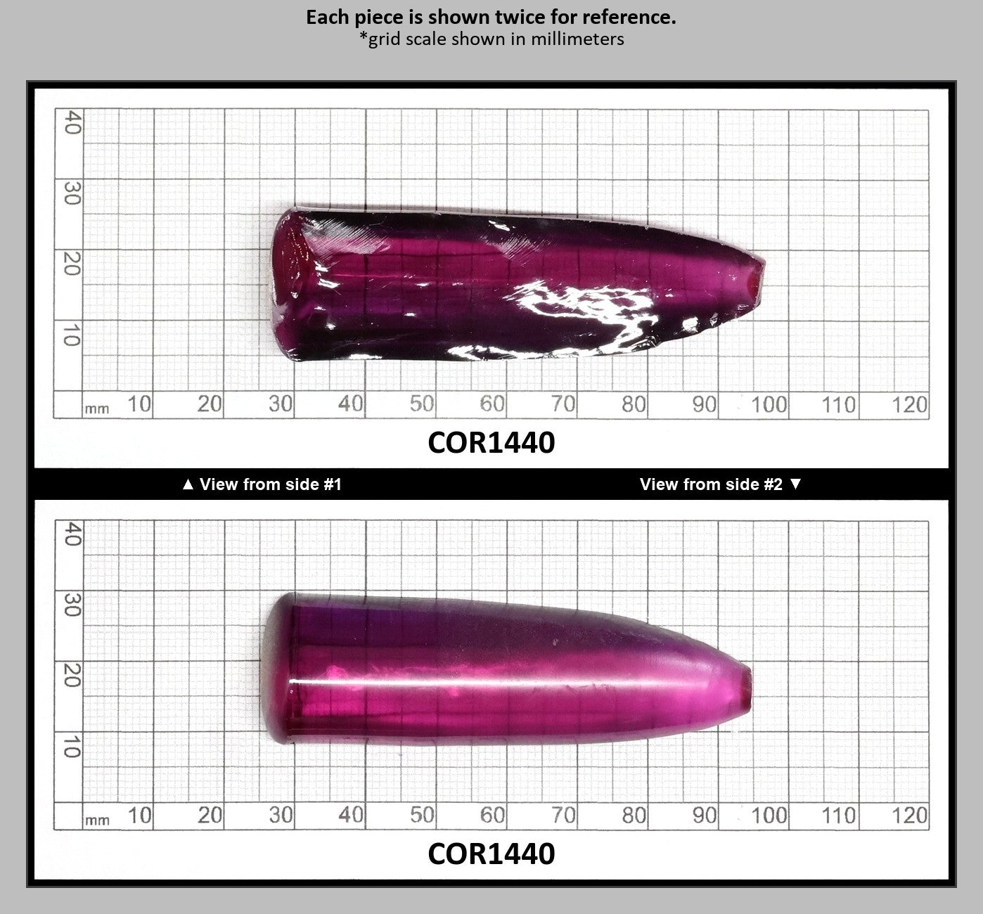 Purple #65 Lab Created Corundum Sapphire Faceting Rough for Gem Cutting - Various Sizes - Split Boule : COR1440