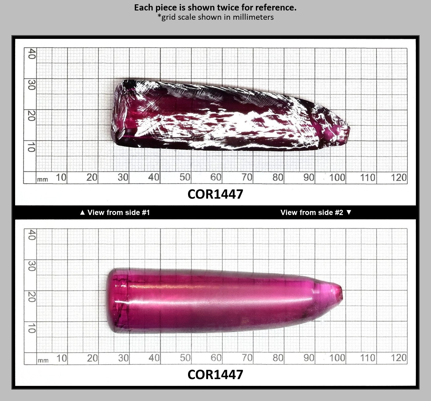 Purple #65 Lab Created Corundum Sapphire Faceting Rough for Gem Cutting - Various Sizes - Split Boule : COR1447
