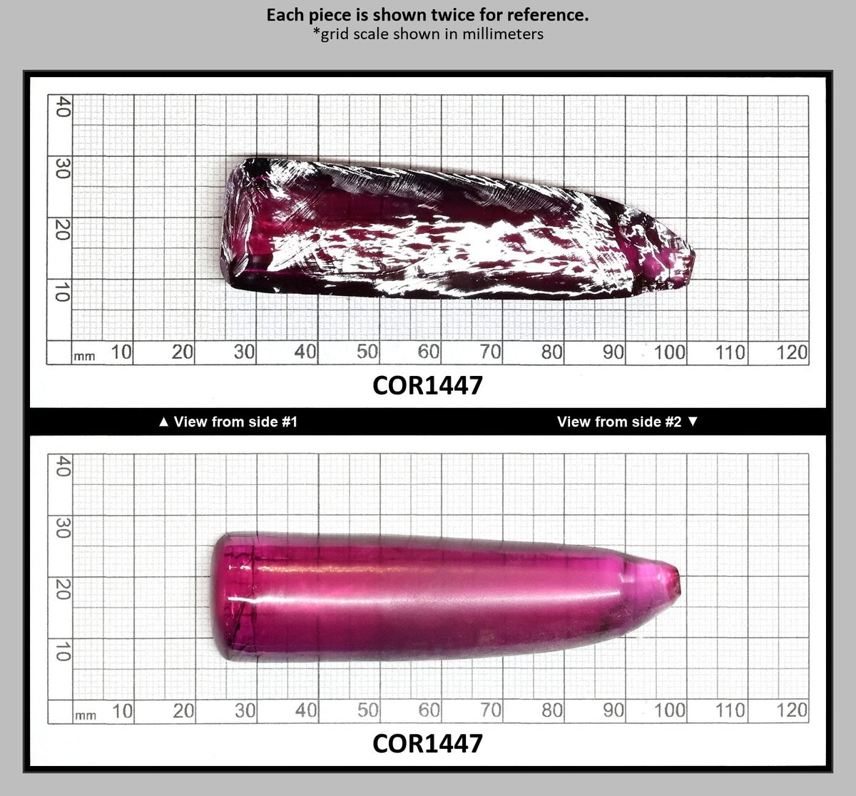 Purple #65 Lab Created Corundum Sapphire Faceting Rough for Gem Cutting - Various Sizes - Split Boule : COR1447