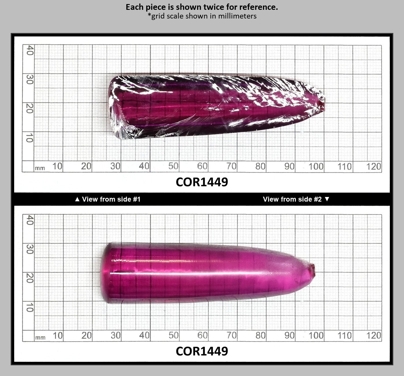 Purple #65 Lab Created Corundum Sapphire Faceting Rough for Gem Cutting - Various Sizes - Split Boule : COR1449